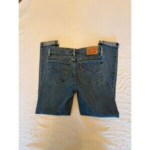 Levis 711 Skinny Jeans Womens 24 Blue Medium Wash Distressed Raw Hem Denim Pants